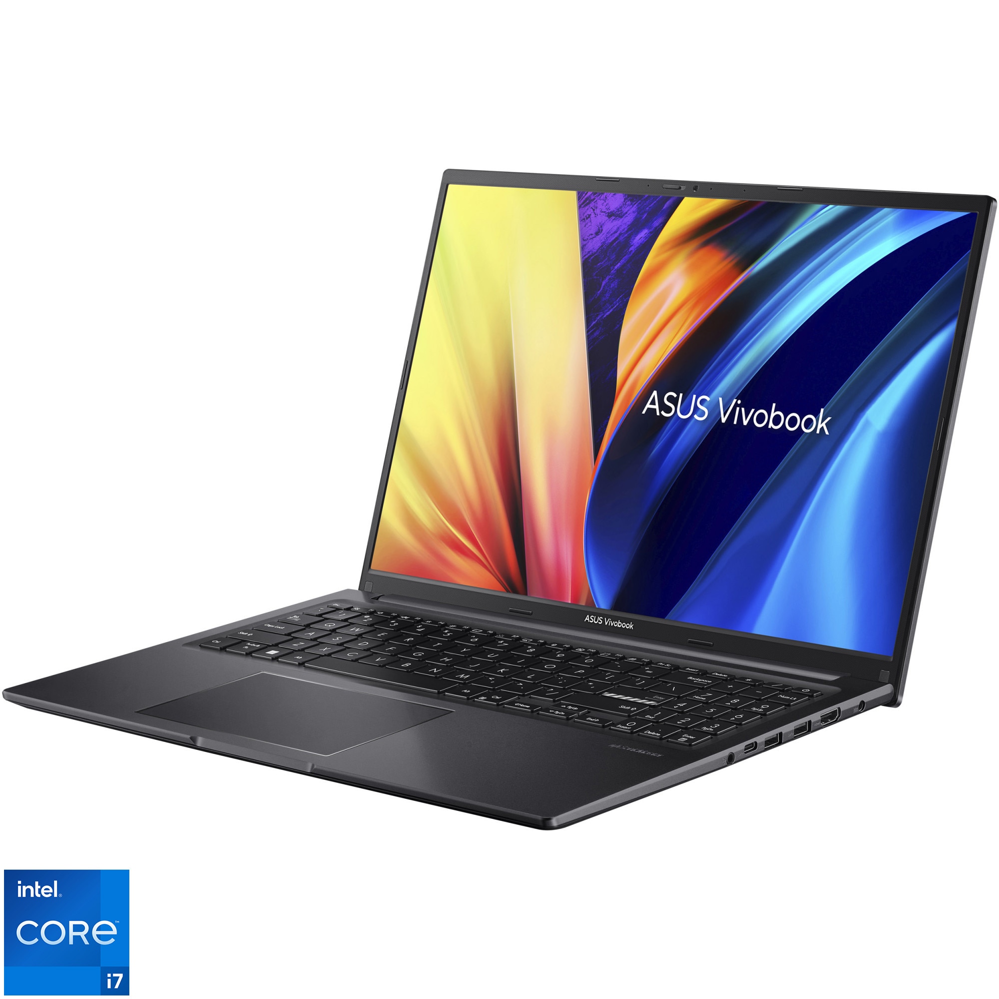 Fotografie Laptop ASUS Vivobook 16 A1605ZA cu procesor Intel®Core™ i7-1255U pana la 4.70 GHz, 16", 3.2K, OLED, 16GB, 512GB M.2 SSD, Intel® Iris® Xe Graphics, No OS, Indie Black