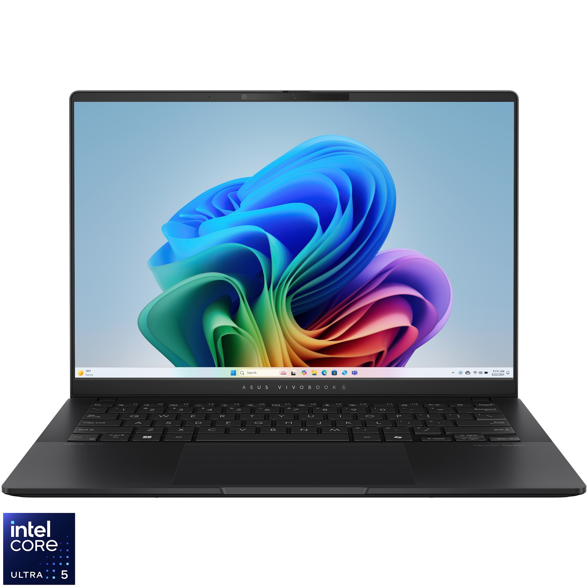Fotografie Laptop ASUS Vivobook S 14 S5406SA cu procesor Intel® Core™ Ultra 5 226V pana la 4.5GHz, 14'', WUXGA, OLED, 16GB LPDDR5X RAM, 1TB SSD, Intel® Arc™ Graphics, Windows 11 Pro, Neutral Black