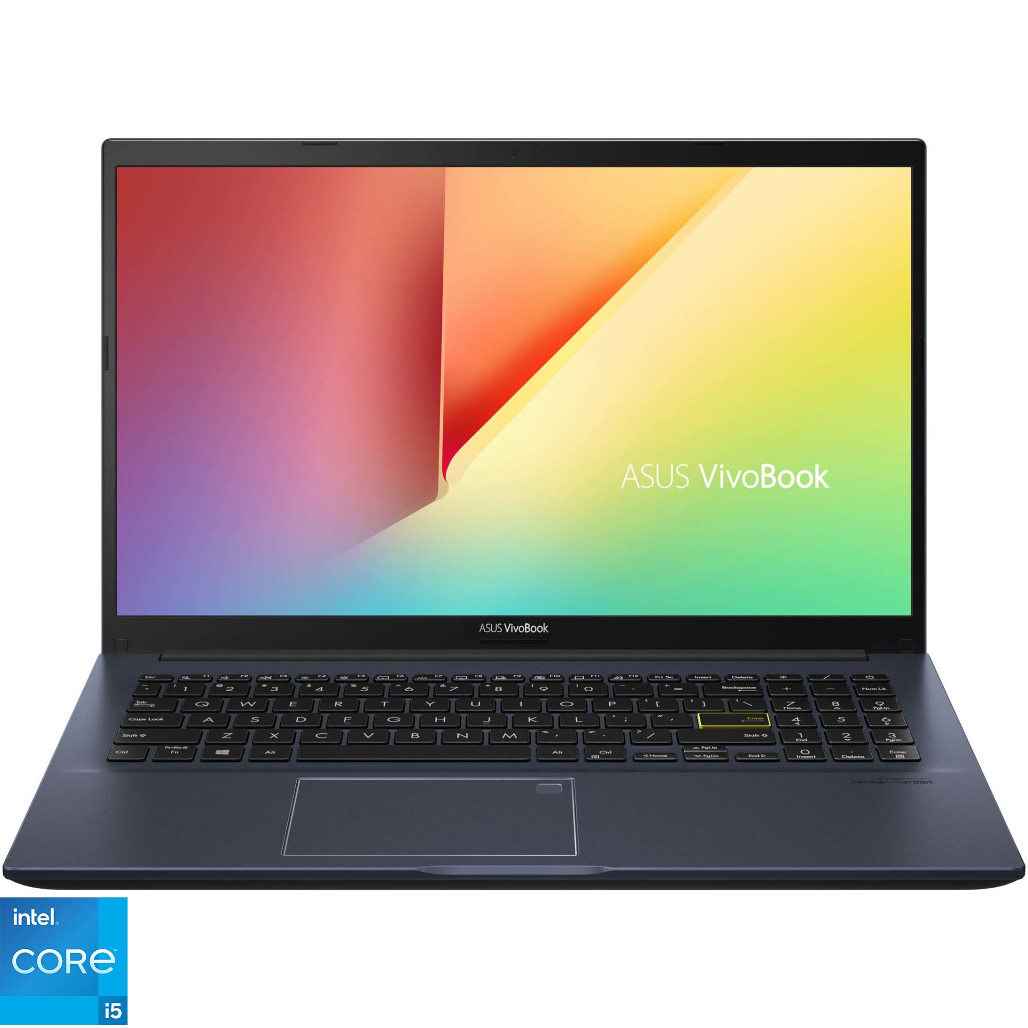Fotografie Laptop ASUS X513EA-BQ1871 cu procesor Intel® Core™ i5-1135G7, 15.6" Full HD, 8GB, SSD 512GB, Intel Iris Xᵉ Graphics, No OS, Black