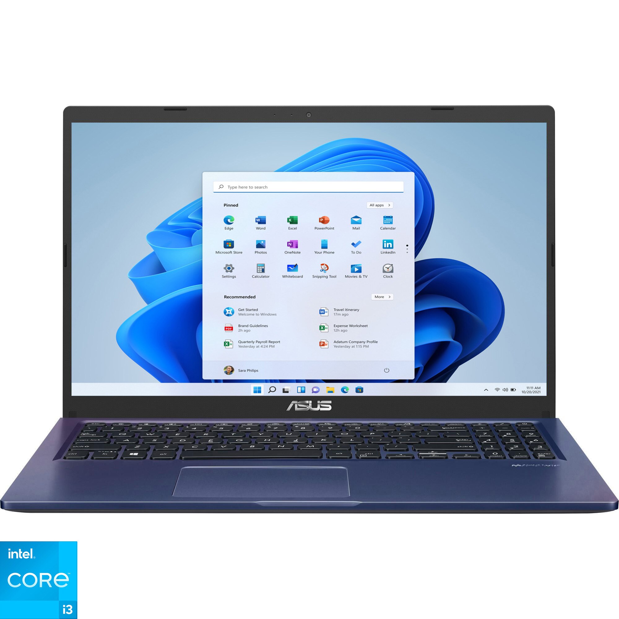 Fotografie Laptop ASUS X515EA-BQ850W cu procesor Intel Core i3-1115G4, 15.6" FHD, 8GB, 256GB SSD, Intel UHD Graphics 600, Windows 11 Home in S Mode, Peacock Blue