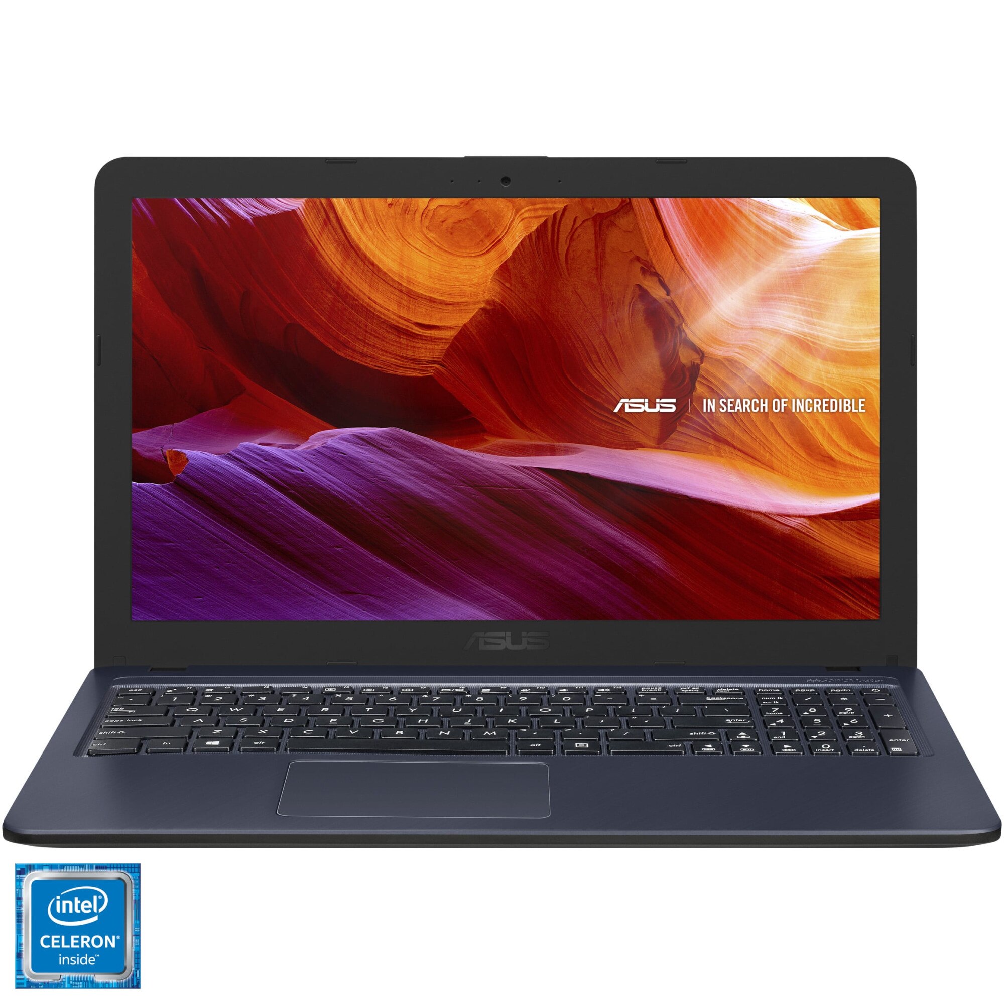 Fotografie Laptop ASUS X543MA cu procesor Intel® Celeron® N4000 pana la 2.60 GHz, 15.6", HD, 4GB, 1TB HDD, Intel® UHD Graphics 600, Endless OS, Star Grey