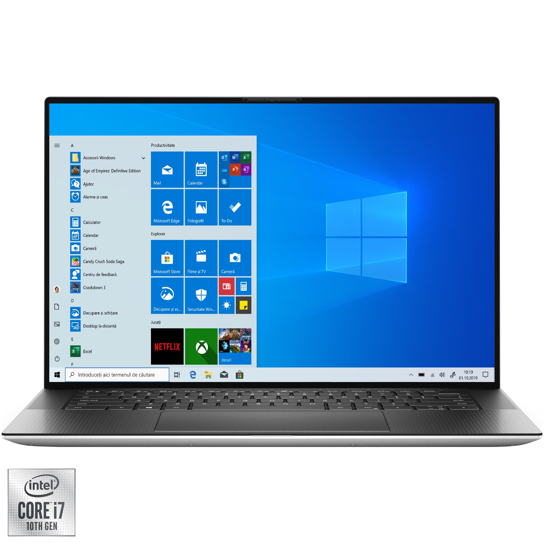 Fotografie Laptop Dell XPS 15 9500 cu procesor I7-10750H, 15.6" UHD+ Touch, 16GB, 1TB SSD, NVIDIA GeForce GTX 1650Ti 4GB, Windows 10 Pro