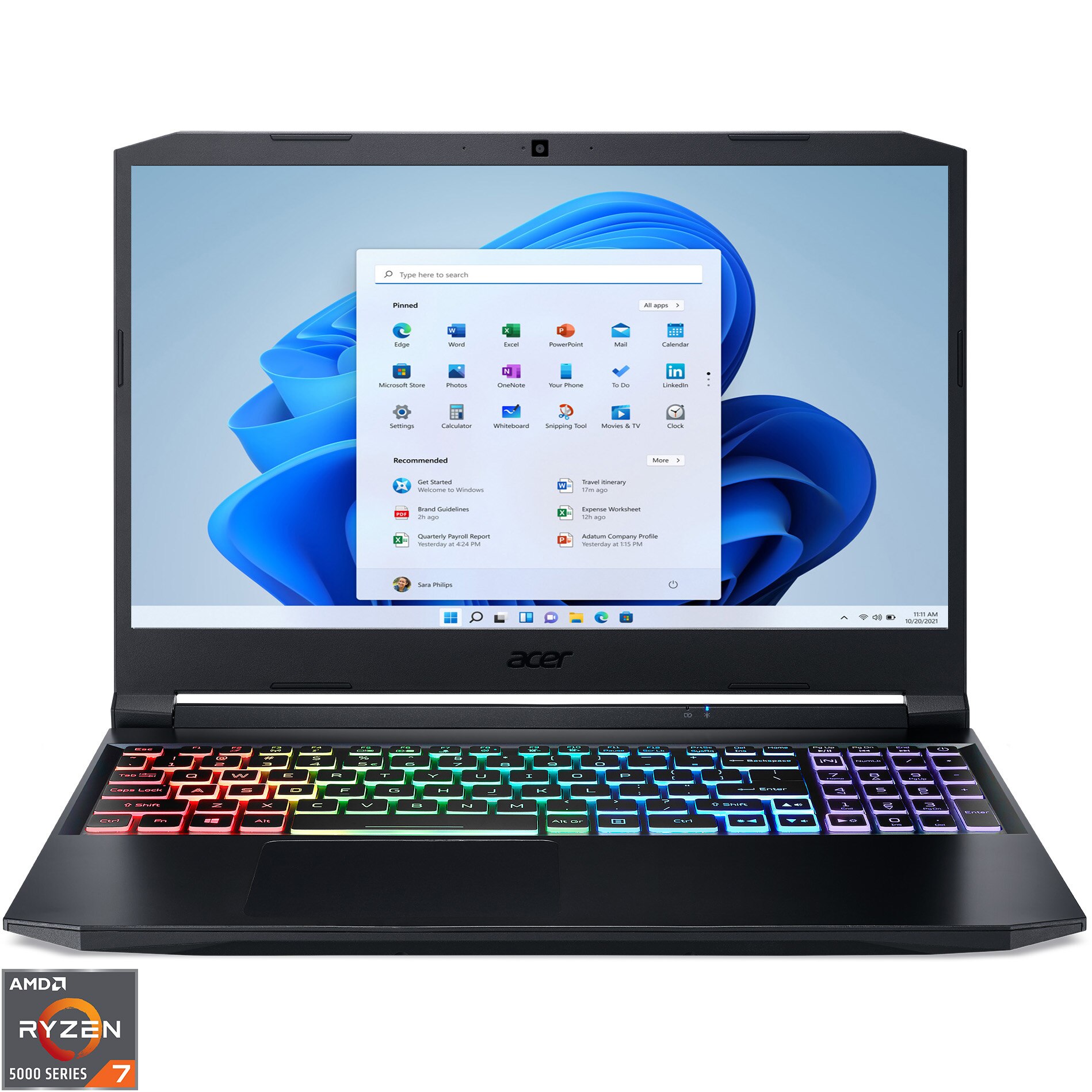 Fotografie Laptop Gaming Acer Nitro 5 AN515-45 cu procesor AMD Ryzen™ 7 5800H, 15.6", Full HD, 144Hz, 16GB, 512GB SSD, NVIDIA® GeForce RTX™ 3070, Windows 11 Home, Black