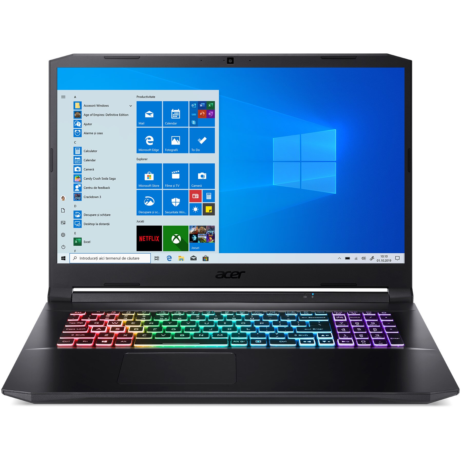 Fotografie Laptop Gaming Acer Nitro 5 AN517-41 cu procesor AMD Ryzen 7 5800H, 17.3", Full HD, 144Hz, 16GB, 1TB SSD, NVIDIA® GeForce® RTX™ 3080 8GB, Windows 10 Home, Black