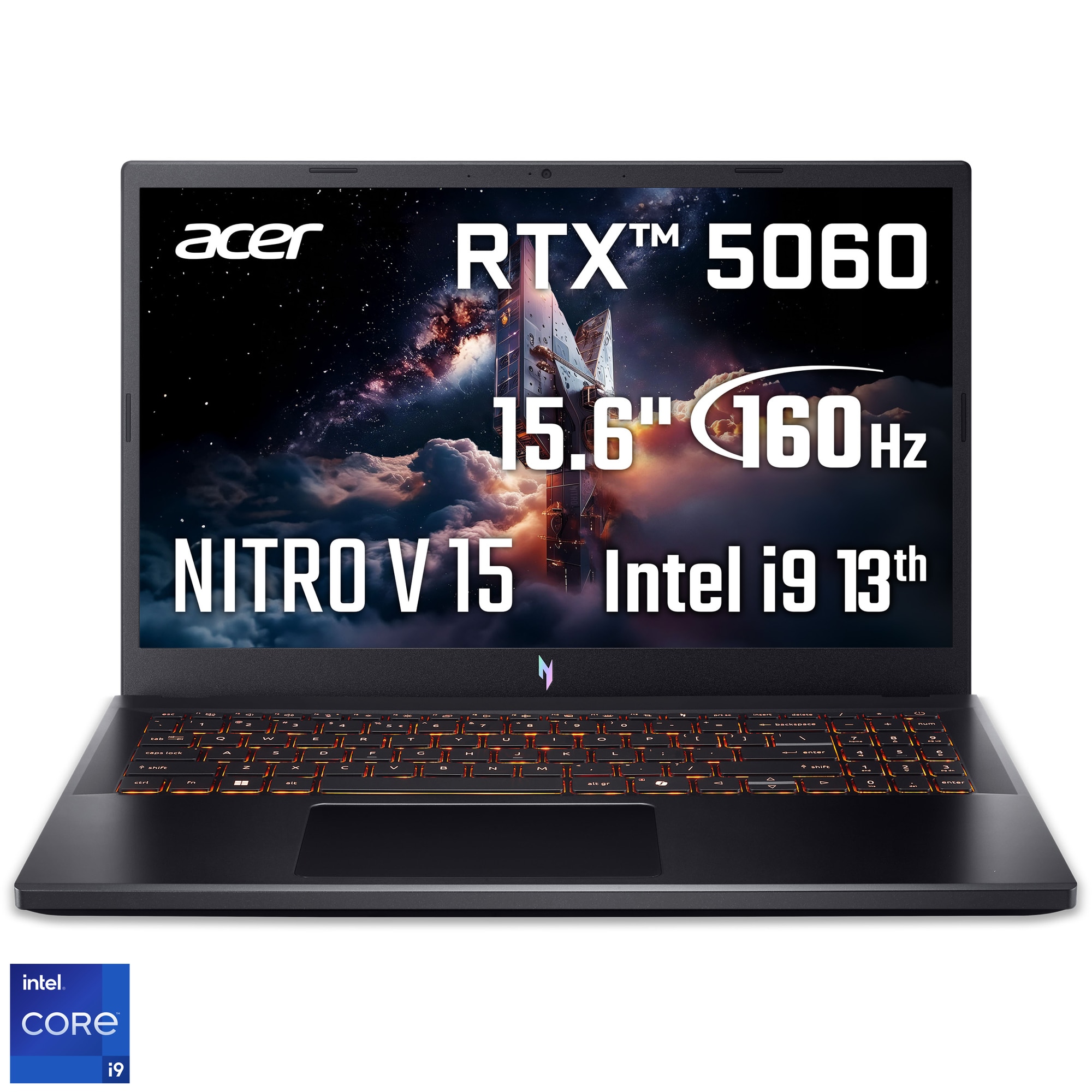 Fotografie Laptop Gaming Acer Nitro V15 ANV15-52-95UT cu procesor Intel® Core™ i9-13900H pana la 5.40 GHz, 15.6" FullHD, IPS, 165Hz, 16GB DDR4 RAM, 512GB SSD, NVIDIA® GeForce RTX™ 5060 8GB GDDR7, No OS, Obsidian Black
