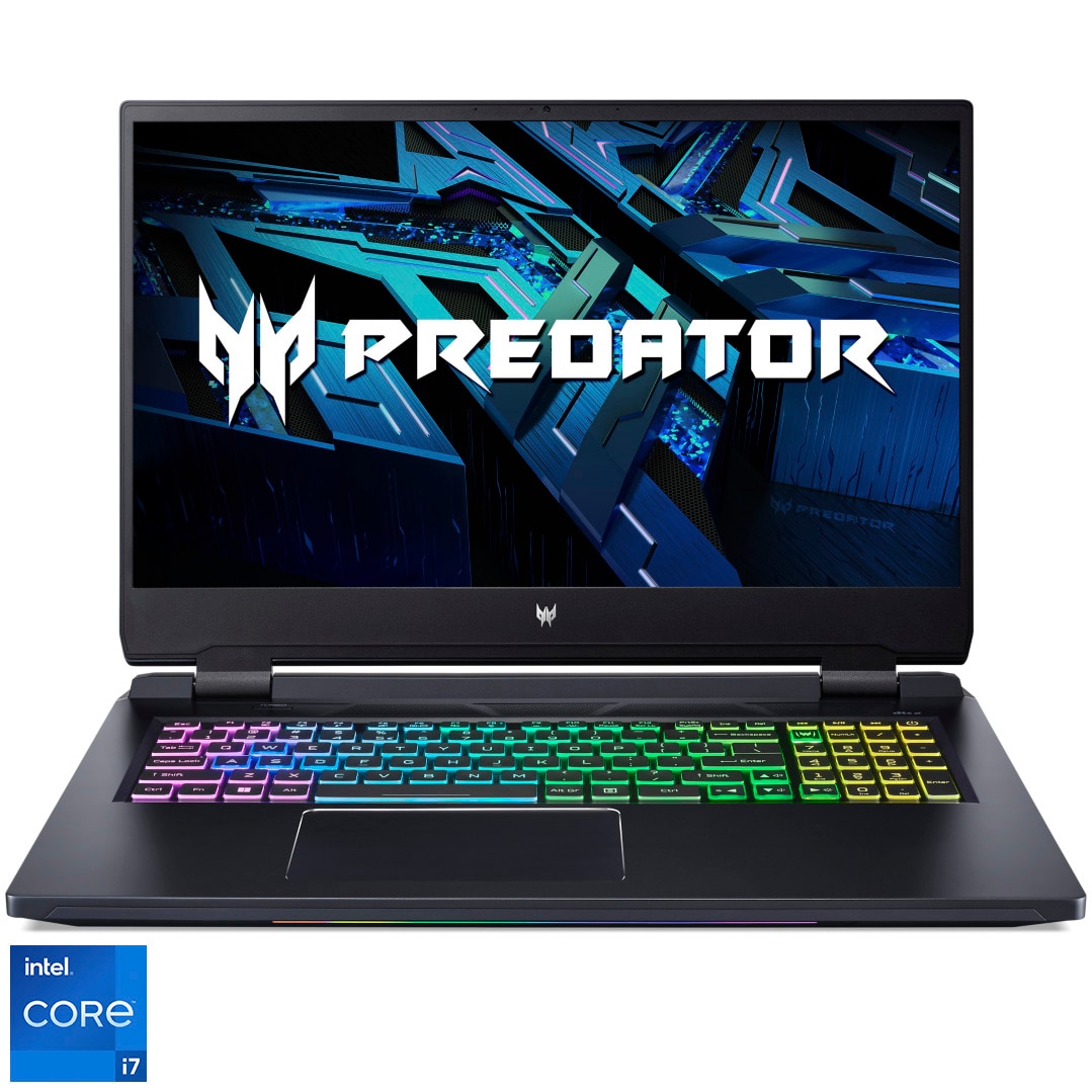 Fotografie Laptop Gaming Acer Predator Helios 300 PH317-56 cu procesor Intel® Core™ i7-12700H pana la 4.70 GHz, 17.3", QHD, IPS, 165Hz, 32GB, 1TB SSD, NVIDIA® GeForce RTX™ 3070 8GB, No OS, Black