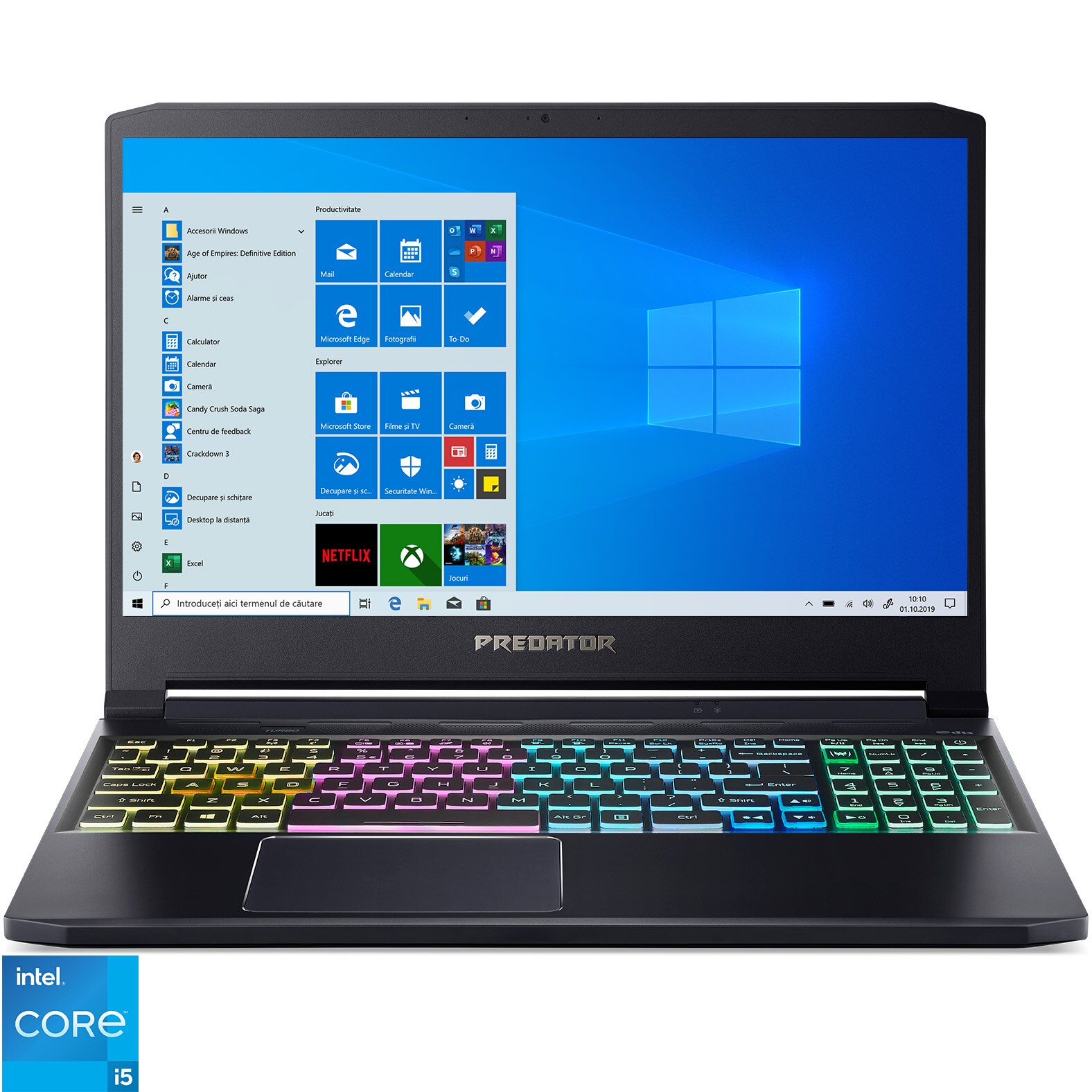 Fotografie Laptop Gaming Acer Predator Triton 300 PT315-53 cu procesor Intel Core i5-11400H, 15.6'', Full HD, 144Hz, 16GB, 1TB SSD, Nvidia GeForce® RTX 3060 6GB, Windows 10 Home, Black