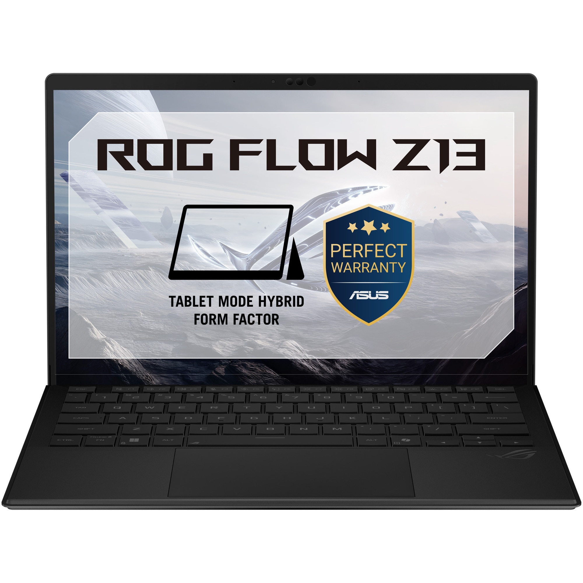 Fotografie Laptop Gaming ASUS ROG Flow Z13 GZ302EA cu procesor AMD Ryzen AI MAX+ 395 pana la 5.1GHz, 13.4'', 2.5K, WQXGA, IPS, 180Hz, Touch, 32GB LPDDR5X RAM, 1TB SSD, Radeon 8060S Graphics, Windows 11 Pro, Off Black