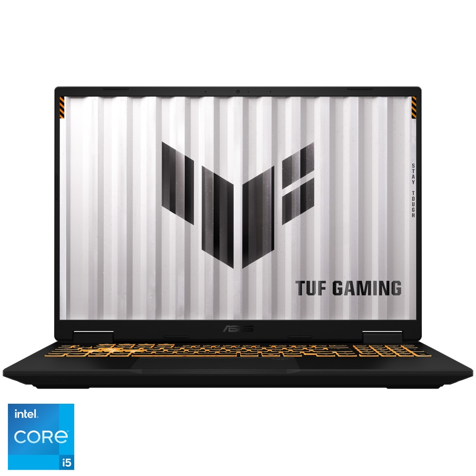 Fotografie Laptop Gaming ASUS TUF 16 FX610JH cu procesor Intel® Core™ i5 14450HX pana la 4.8GHz, 16'', Full HD+, 144Hz, IPS, 16GB DDR5 RAM, 512GB SSD, NVIDIA® GeForce RTX™ 5050 8GB GDDR7, No OS, Off Black
