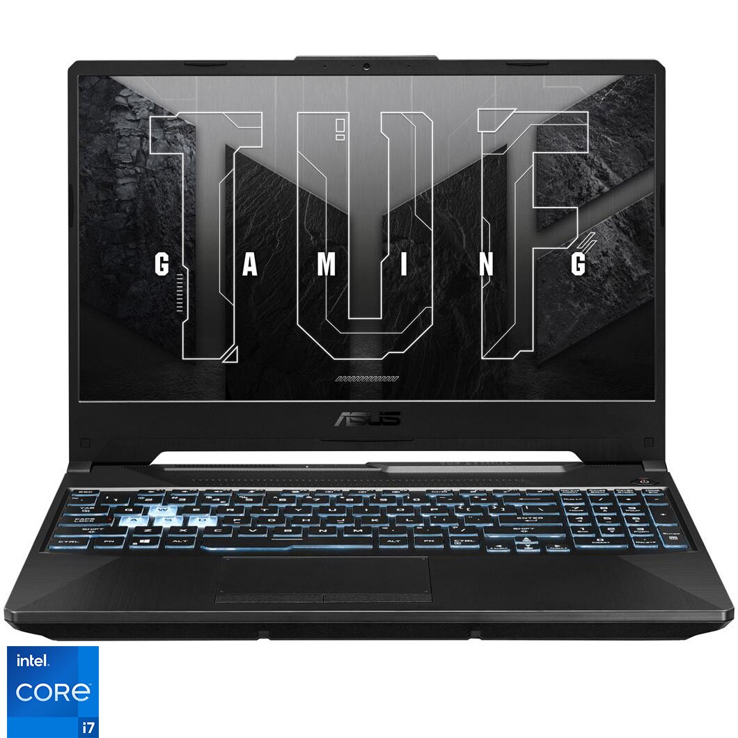 Fotografie Laptop Gaming ASUS TUF F15 FX506HC cu procesor Intel® Core™ i7-11800H, 15.6", Full HD, 144Hz, 8GB, 1TB SSD, NVIDIA® GeForce RTX™ 3050 4GB, No OS, Graphite Black
