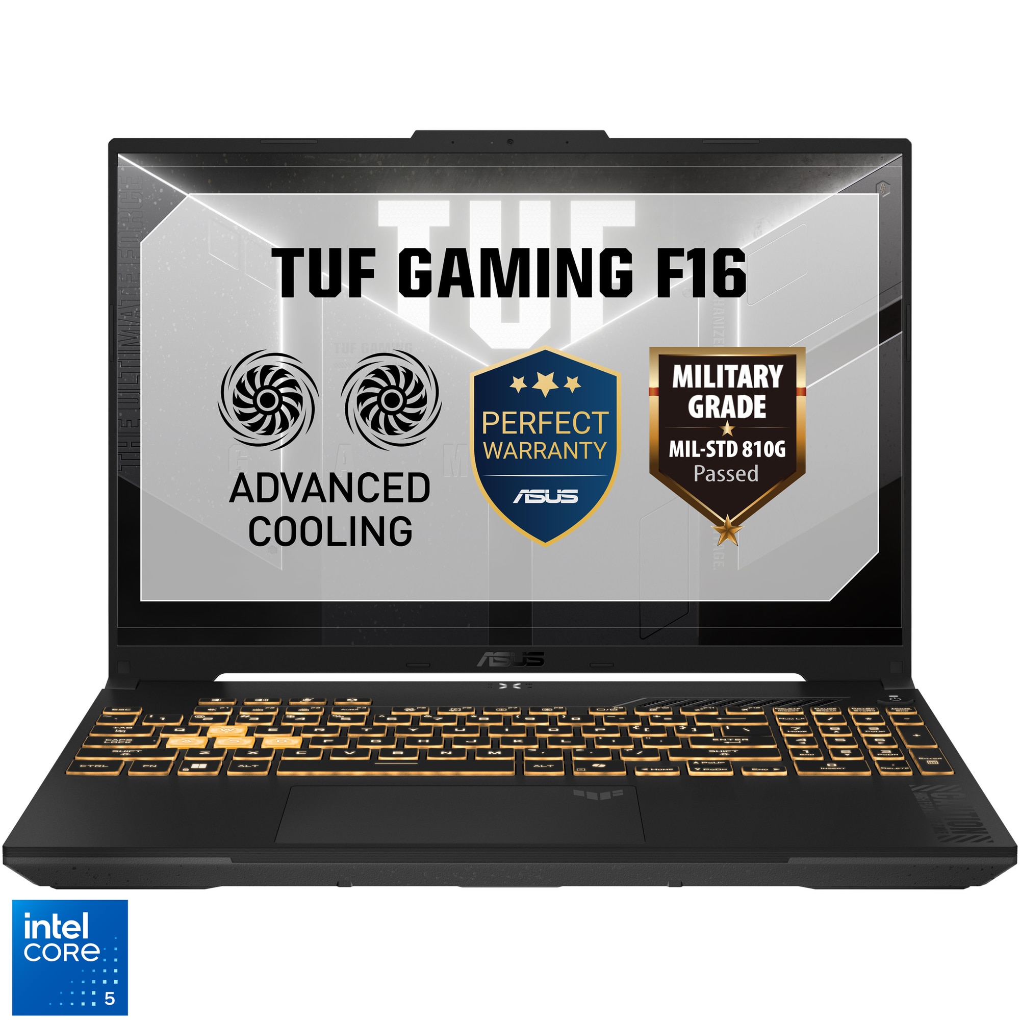 Fotografie Laptop Gaming ASUS TUF F16 cu procesor Intel® Core™ 5 210H pana la 4.80 GHz, 16'', Full HD+, WUXGA, 144Hz, IPS, 16GB DDR5 RAM, 512GB SSD, NVIDIA® GeForce RTX™ 4050 6GB GDDR6, No OS, Mecha Gray