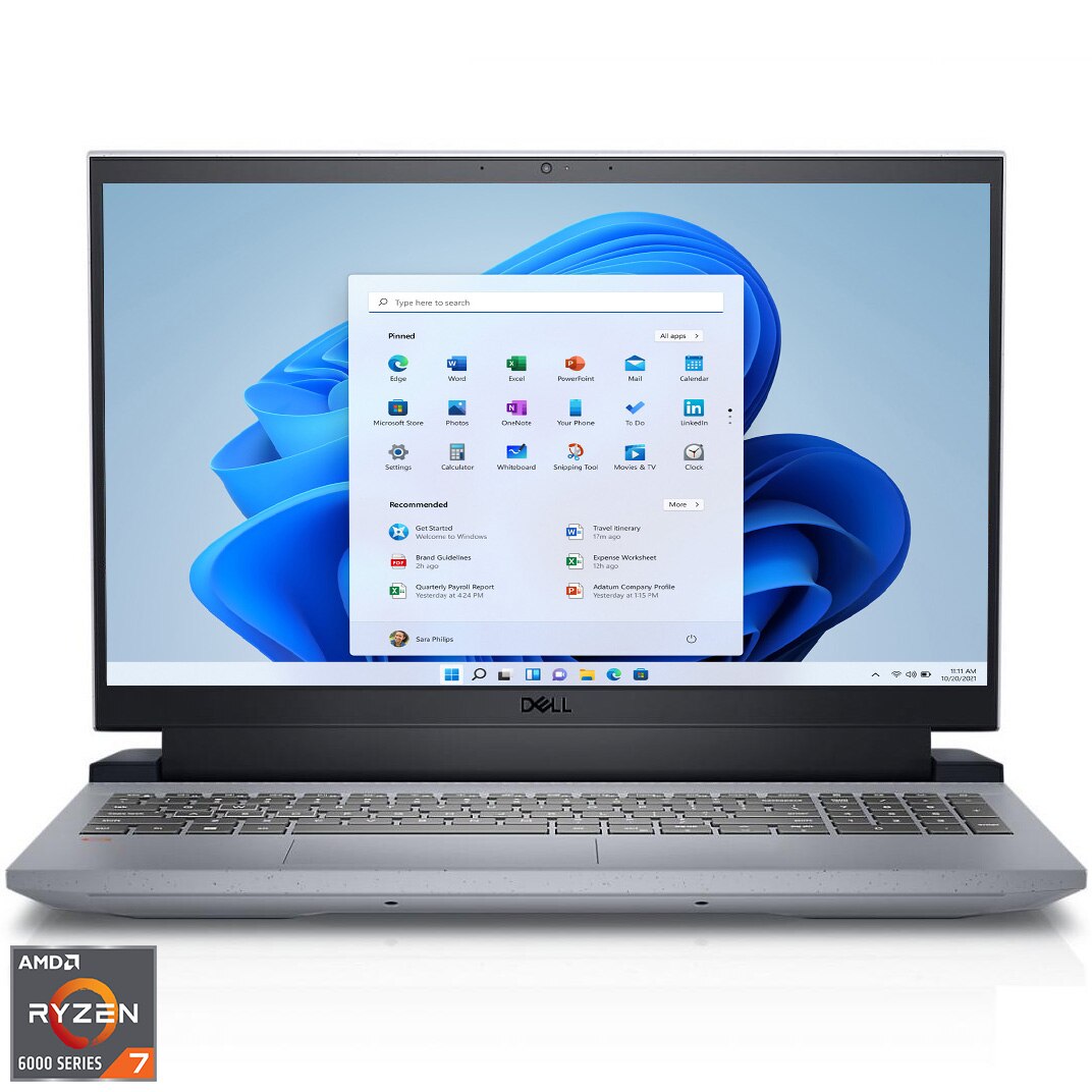 Fotografie Laptop Gaming Dell Inspiron G15 5525 cu procesor AMD Ryzen™ 7 6800H pana la 4.70 GHz, 15.6", Full HD, 120Hz, 16GB DDR5, 512GB SSD, NVIDIA GeForce RTX 3050 4GB GDDR6, Windows 11 Pro, Phantom Grey, 3y Basic Onsite Service warranty