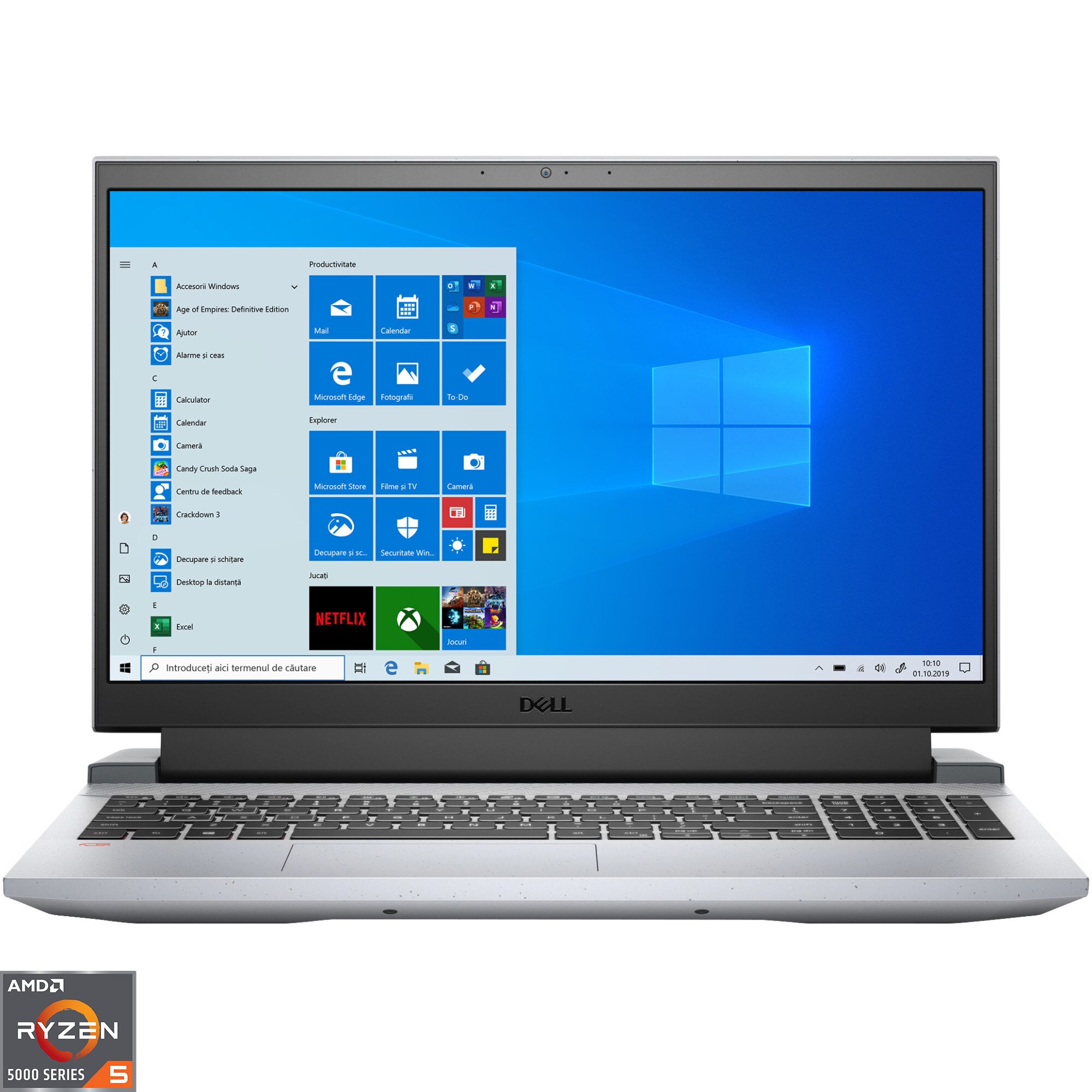 Fotografie Laptop Gaming Dell Inspiron G5 15 5515 cu procesor AMD Ryzen 5 5600H, 15.6", Full HD, 8GB, 512GB SSD, GeForce RTX 3050 4GB, Windows 10 Pro, Grey, 3y Basic Onsite Hardware Service Extension