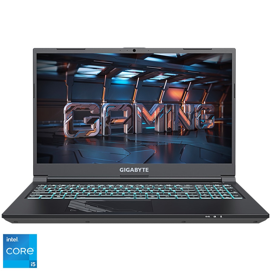 Fotografie Laptop Gaming Gigabyte G5 KF cu procesor Intel® Core™ i5-12500H pana la 4.50GHz, 15.6", Full HD, 144Hz, 16GB, 512GB SSD, NVIDIA GeForce RTX 4060 8GB GDDR6, Free DOS, Black