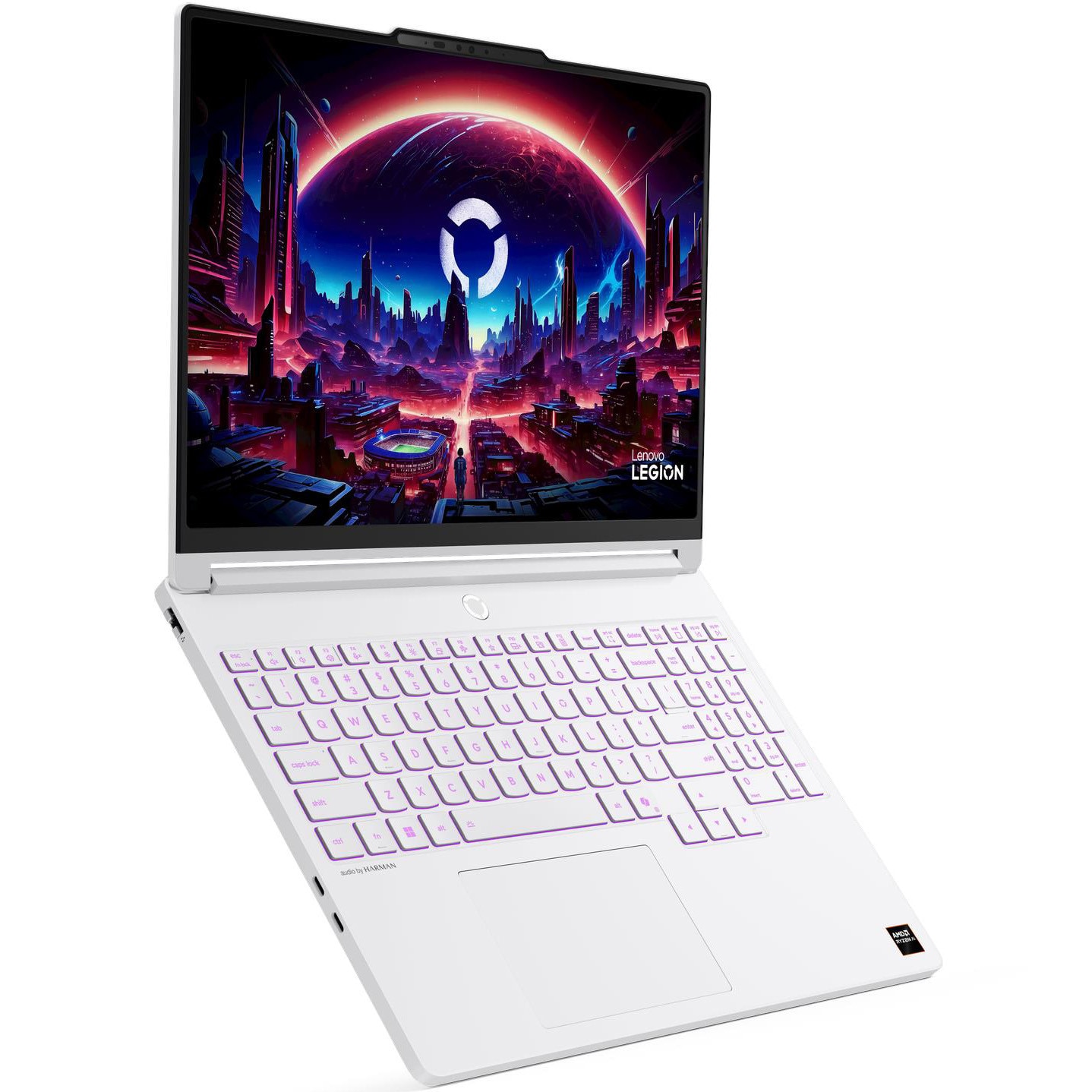 Fotografie Laptop Gaming Lenovo Legion 5 15AGP11 cu procesor AMD Ryzen™ AI 7 450 pana la 5.1GHz, 15.3" WQXGA, OLED, 165Hz, 16GB DDR5, 1TB SSD, NVIDIA GeForce RTX™ 5060 8GB GDDR7, No OS, Glacier White, 3Y on-site Premium Care