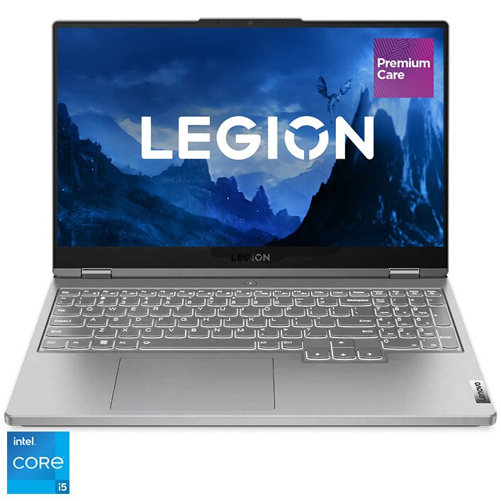 Fotografie Laptop Gaming Lenovo Legion 5 15IAH7 cu procesor Intel® Core™ i5-12500H pana la 4.50 GHz, 15.6", Full HD, IPS, 144Hz, 16GB, 512GB SSD, NVIDIA GeForce RTX 3050 Ti 4GB, No OS, Cloud Grey, 3y on-site, Premium Care
