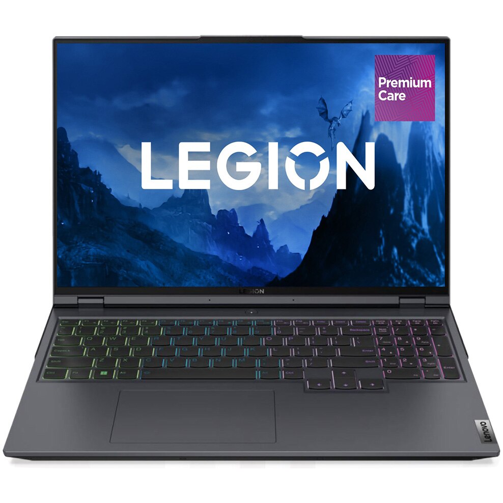 Fotografie Laptop Gaming Lenovo Legion 5 Pro 16ARH7H cu procesor AMD Ryzen™ 9 6900HX pana la 4.9 GHz, 16" WQXGA, IPS, 165Hz, 16GB, 1TB SSD, NVIDIA GeForce RTX 3070 Ti 8GB, No OS, Storm Grey, 3y on-site, Premium Care