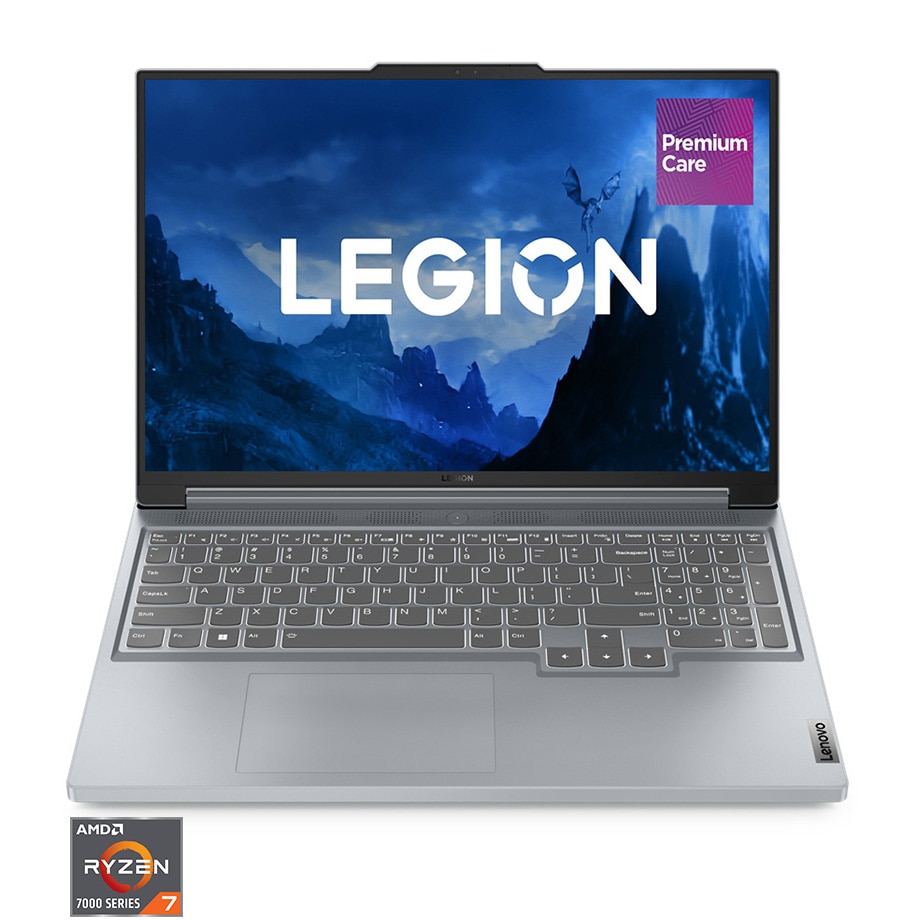 Fotografie Laptop Gaming Lenovo Legion Slim 5 16APH8 cu procesor AMD Ryzen™ 7 7840HS pana la 5.10 GHz, 16", WQXGA, 16GB, 512GB SSD, NVIDIA GeForce RTX 4060 8GB GDDR6, No OS, Misty Grey, 3y on-site Premium Care