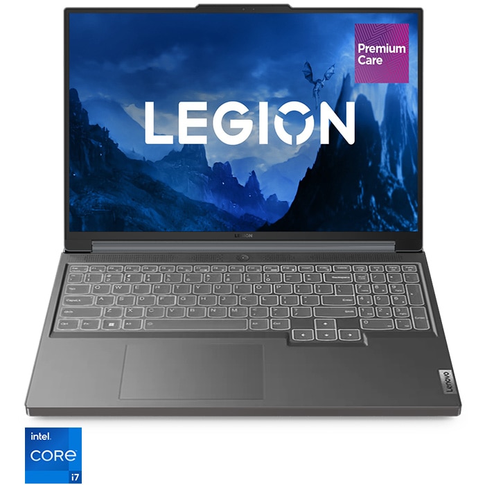 Fotografie Laptop Gaming Lenovo Legion Slim 5 16IRH8 cu procesor Intel® Core™ i7-13700H pana la 5.0 GHz, 16'', WQXGA, IPS, 165Hz, 16GB, 512GB SSD, NVIDIA® GeForce RTX™ 4060 8GB GDDR6, No OS, Storm Grey, 3y on-site, Premium Care
