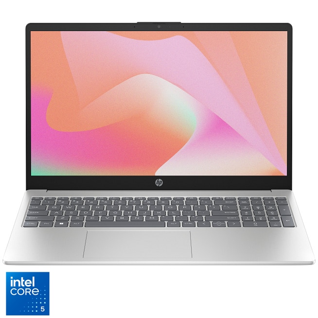 Fotografie Laptop HP 15-fd1000nqx cu procesor Intel® Core™ 5 120U pana la 5.00 GHz, 15.6", Full HD, 16GB RAM, 512GB PCIe® NVMe™ M.2 SSD, Intel® Graphics, Free DOS, Natural Silver, Fara incarcator