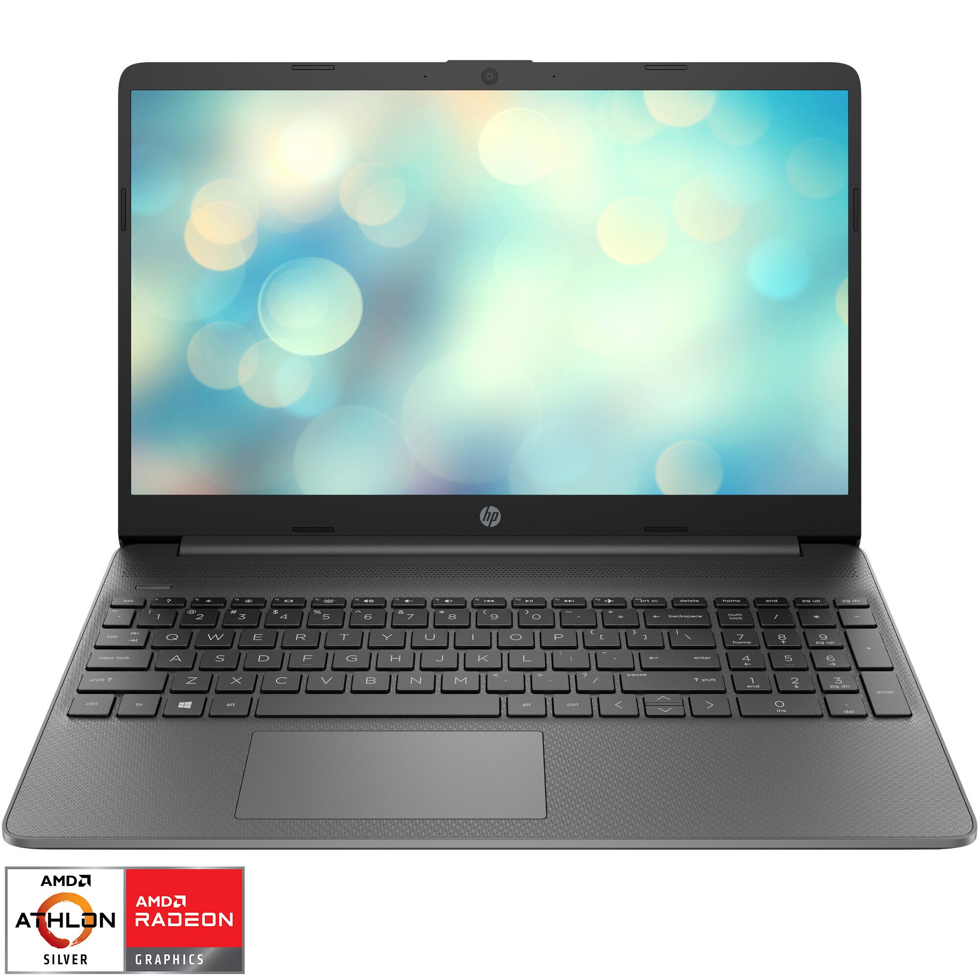 Fotografie Laptop HP 15s-eq1000nq cu procesor AMD Athlon™ Silver 3050U pana la 3.20 GHz, 15.6 HD, 4GB, 256GB PCIe SSD, AMD Radeon Integrated Graphics, FreeDOS, Chalkboard Gray