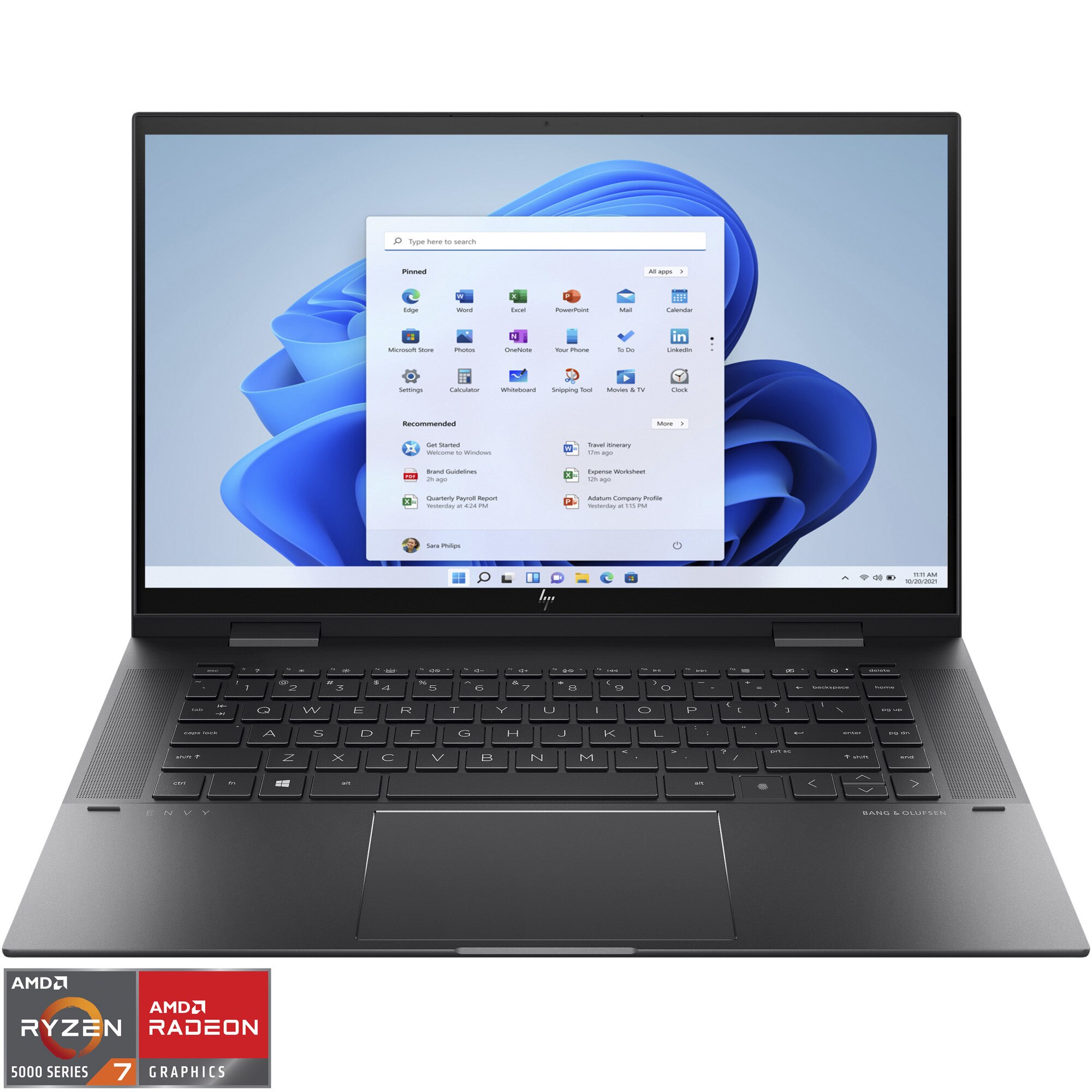 Fotografie Laptop HP ENVY x360 Convert 15-eu0025nn cu procesor AMD Ryzen™ 7 5700U pana la 4.30 GHz, 15.6" Full HD, 16GB DDR4, 512GB SSD, AMD Radeon™ Graphics, Windows 11 Home, Negru