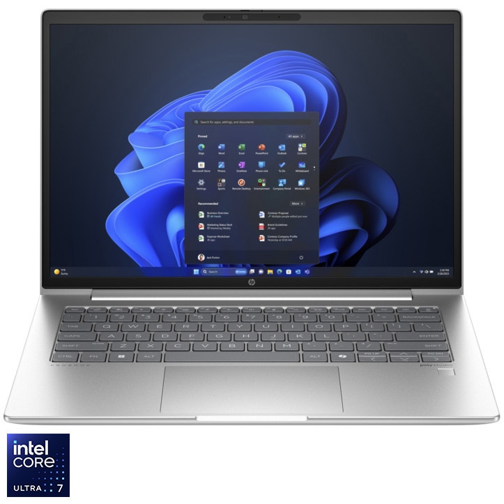 Fotografie Laptop HP ProBook 440 G11 cu procesor Intel® Core™ Ultra 7 155U pana la 4.8GHz, 14", WUXGA, IPS, 16GB DDR5 RAM, 512GB SSD, Intel® Graphics, Windows 11 Pro, Pike silver