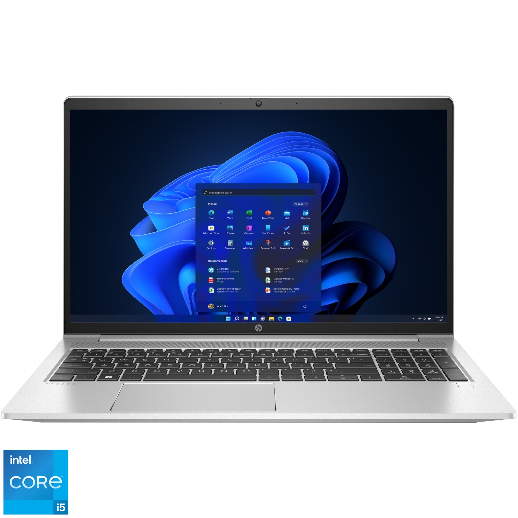 Fotografie Laptop HP ProBook 450 G9 cu procesor Intel® Core™ i5-1235U pana la 4.40 GHz, 15.6", Full HD, 16GB, 512GB SSD, Intel® Iris® Xe Graphics, Windows 11 Pro, Silver