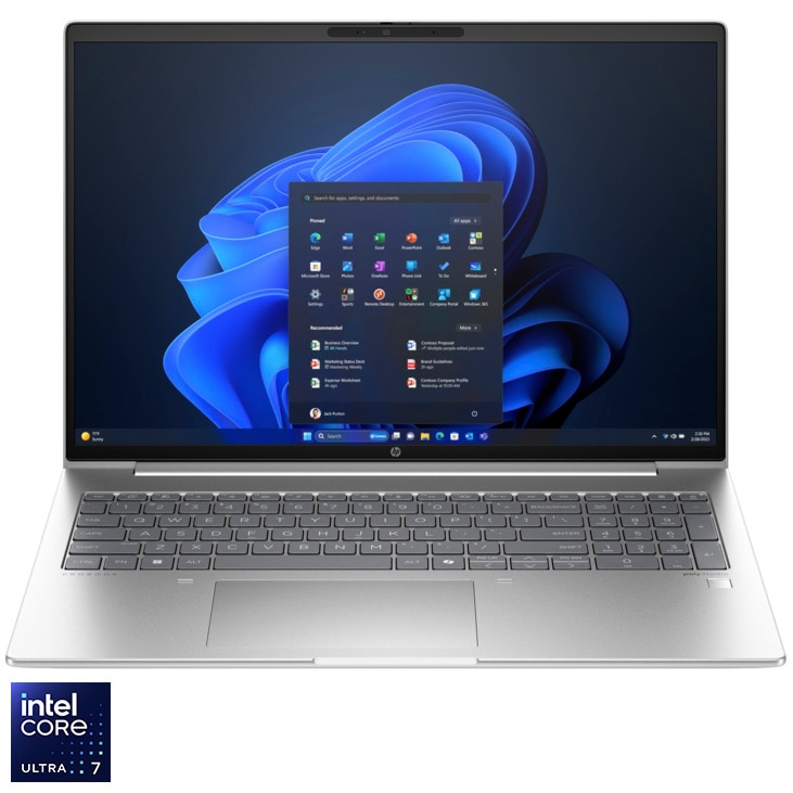 Fotografie Laptop HP ProBook 460 G11 cu procesor Intel® Core™ Ultra 7 155U pana la 4.8GHz, 16'', WUXGA, IPS, 16GB DDR5 RAM, 512GB SSD, Intel® Graphics, Windows 11 Pro, Pike silver