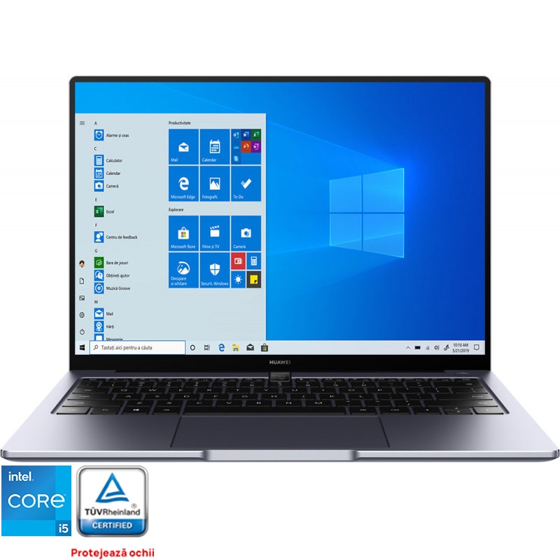 Fotografie Laptop Huawei Matebook 14 ( 2021) cu procesor Intel® Core™ i5-1135G7, 14", 2K, 8 GB, 512GB SSD, Intel® Iris® Xe Graphics, Windows 10 Home, Grey