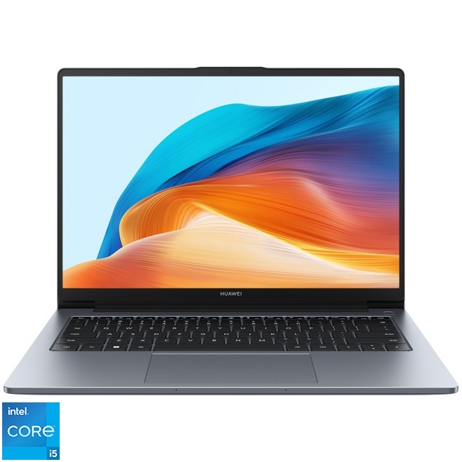 Fotografie Laptop Huawei Matebook D 14 cu procesor i5-12450H pana la 4.40GHz, 14'', IPS, 16GB LPDDR4x, 512GB SSD, Intel® UHD Graphics, Windows 11 Home, Space Gray