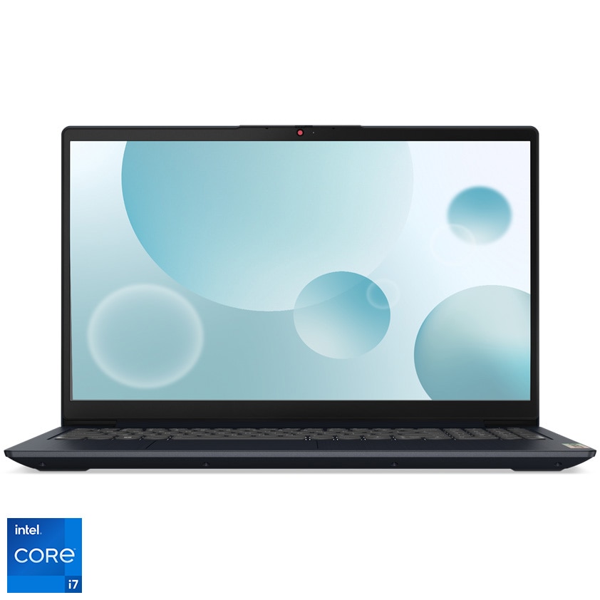 Fotografie Laptop Lenovo IdeaPad 3 15IAU7 cu procesor Intel® Core™ i7-1255U pana la 4.7 GHz, 15.6", Full HD, 16GB, 512GB SSD, Intel® Iris® Xe Graphics, No OS, Abyss Blue