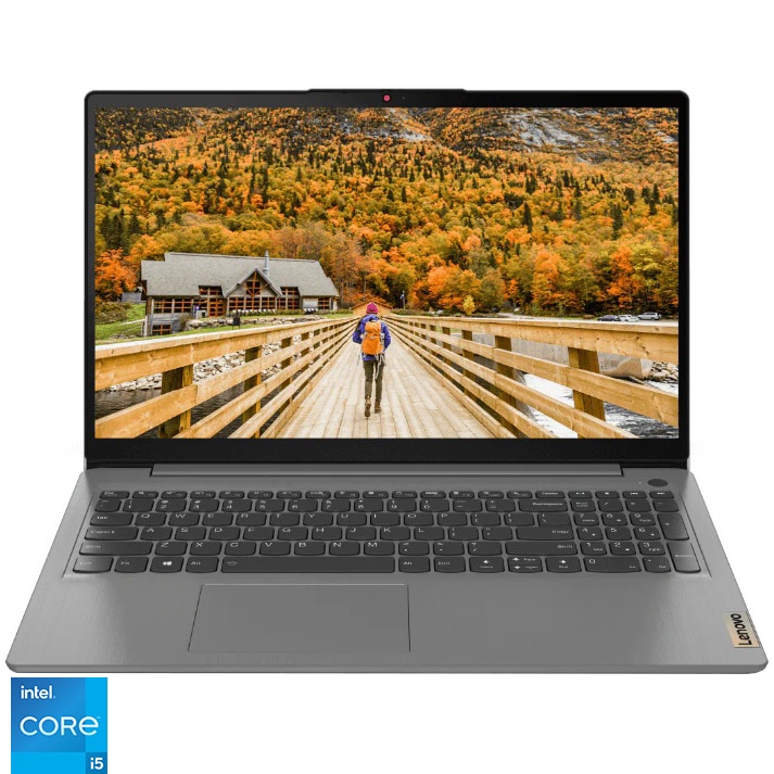 Fotografie Laptop Lenovo IdeaPad 3 15ITL6 cu procesor Intel® Core™ i5-1155G7 pana la 4.50 GHz, 15.6", Full HD, 8GB, 256GB SSD, Intel® UHD Graphics, No OS, Arctic Grey