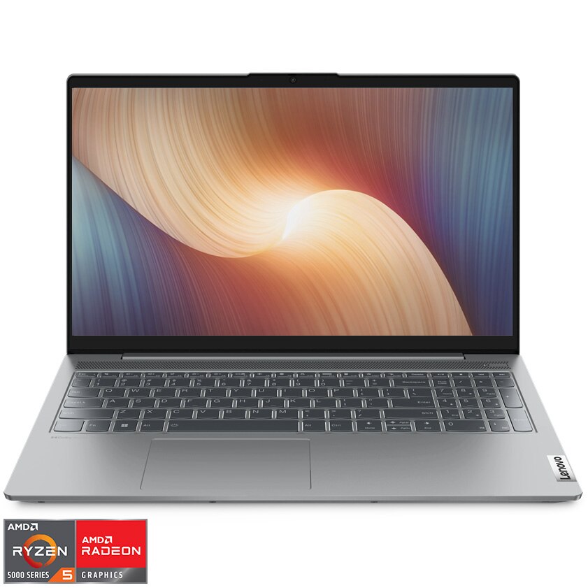 Fotografie Laptop Lenovo IdeaPad 5 15ABA7 cu procesor AMD Ryzen™ 5 5625U pana la 4.3 GHz, 15.6" Full HD, IPS, 16GB, 512GB SSD, AMD Radeon Graphics, No OS, Cloud Grey