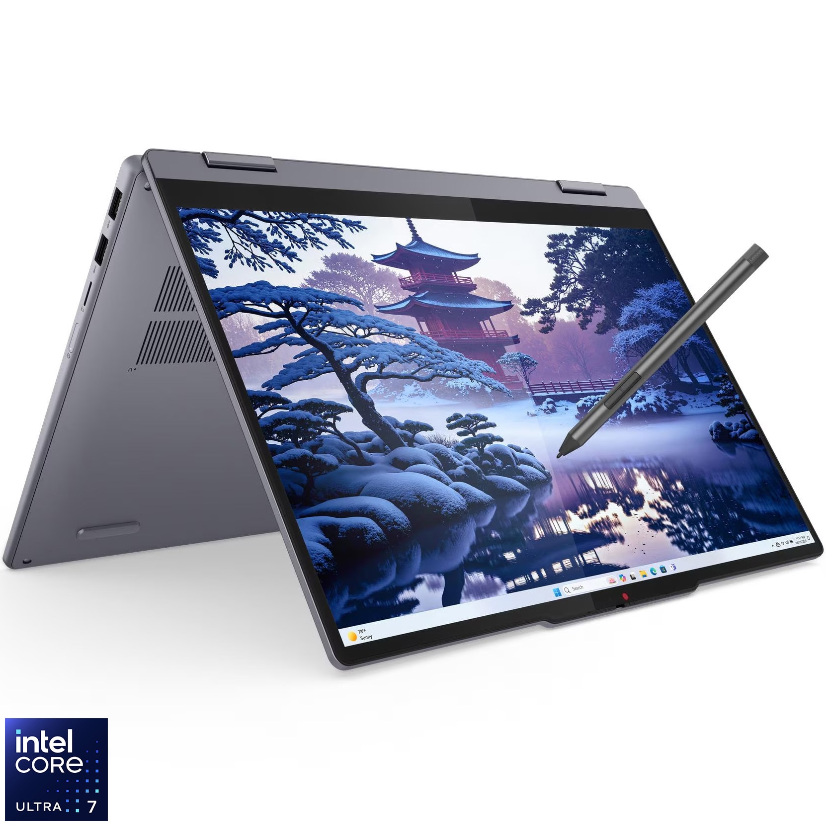 Fotografie Laptop Lenovo IdeaPad 5 2-in-1 14IAL10 cu procesor Intel Core™ Ultra 7 255H pana la 5.1GHz, 14'', WUXGA, IPS, Touch, 16GB DDR5 RAM, 1TB SSD, Intel® Arc™ 140T GPU, No OS, Luna Grey, 3Y Courier, Fara incarcator