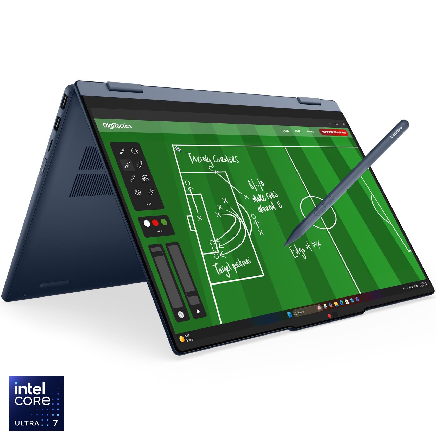 Fotografie Laptop Lenovo IdeaPad 5 2-in-1 15IPH11 cu procesor Intel Core™ Ultra 7 355 pana la 4.7GHz, 15.3'', 2.5K WQXGA, OLED, Touch, 16GB DDR5 RAM, 1TB SSD, Intel® Graphics, No OS, Cosmic Blue, 3Y Courier