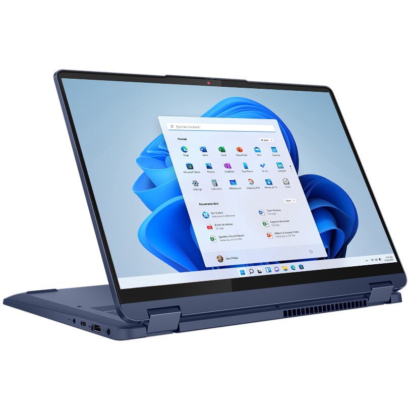 Fotografie Laptop Lenovo IdeaPad Flex 5 14ABR8 cu procesor AMD Ryzen™ 5 7530U pana la 4.50 GHz, 14", WUXGA, IPS, Touch, 16GB, 512GB SSD, AMD Radeon™ Graphics, Windows 11 Home, Abyss Blue