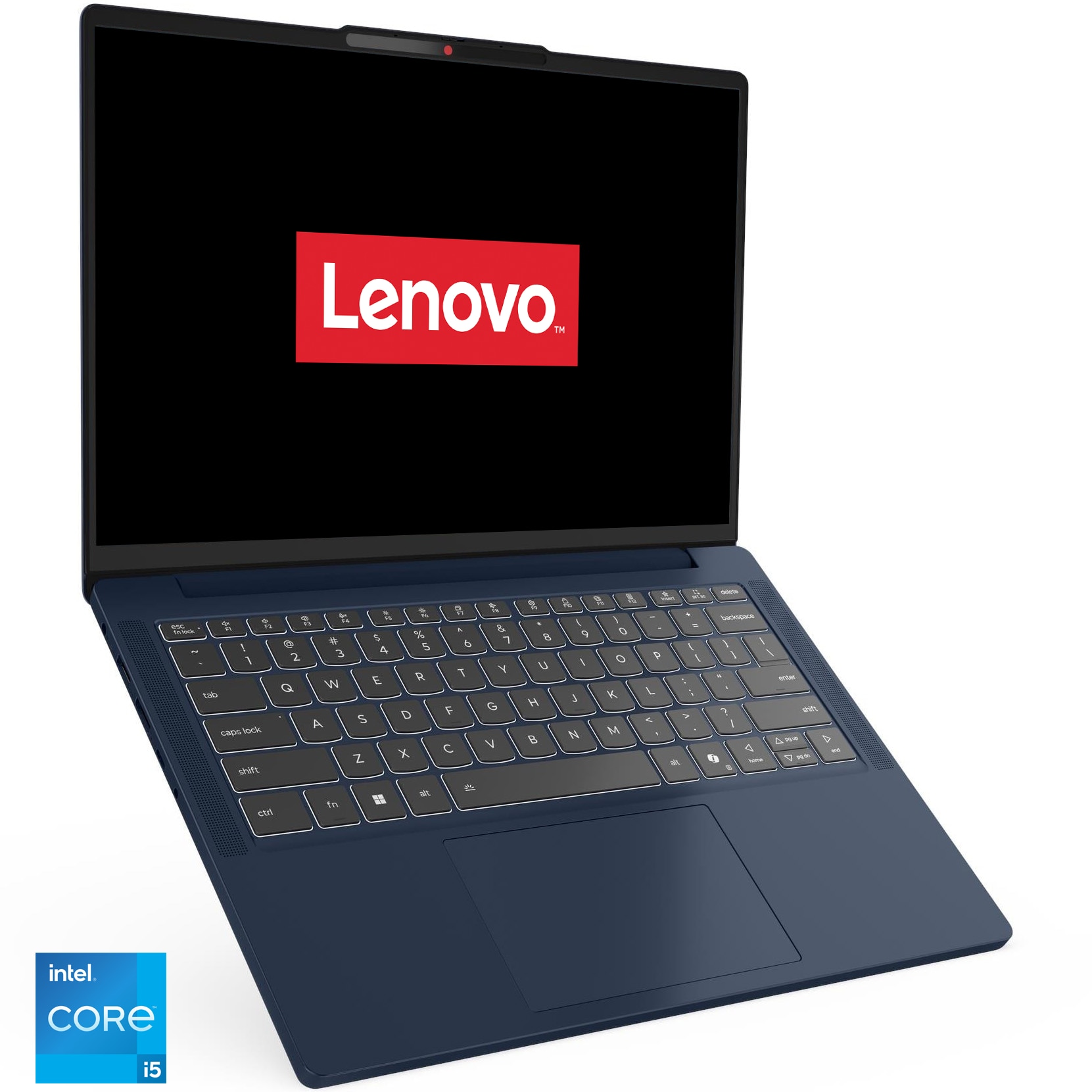 Fotografie Laptop Lenovo IdeaPad Slim 3 14IRH10 cu procesor Intel Core™ i5-13420H pana la 4.6GHz, 14" WUXGA, OLED, 16GB DDR5 RAM, 1TB SSD, Intel® UHD Graphics, No OS, Cosmic Blue, 3Y Courier, Fara incarcator