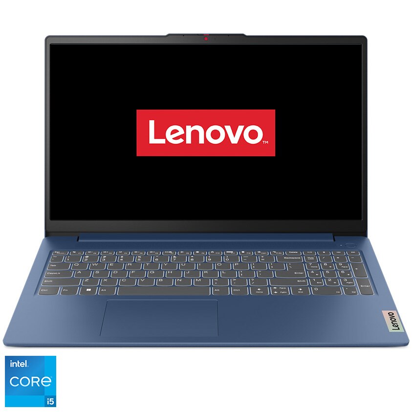 Fotografie Laptop Lenovo IdeaPad Slim 3 15IAH8 cu procesor Intel® Core™ i5-12450H pana la 4.4 GHz, 15.6", Full HD, IPS, 8GB, 512GB SSD, Intel® UHD Graphics, No OS, Abyss Blue
