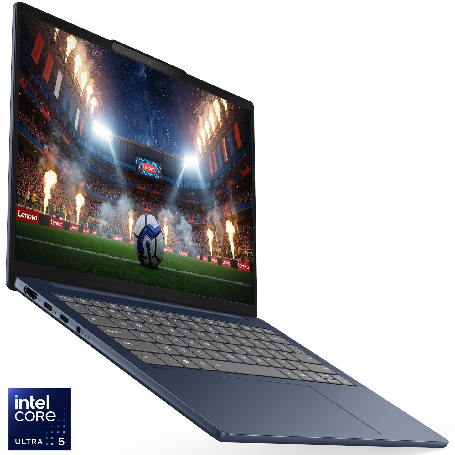 Fotografie Laptop Lenovo IdeaPad Slim 5 14IPH11 cu procesor Intel Core™ Ultra 5 322 pana la 4.4GHz, 14" WUXGA, OLED, 16GB DDR5, 512GB SSD, Intel® Graphics, No OS, Cosmic Blue, 3y Courier or Carry-in, Fara incarcator
