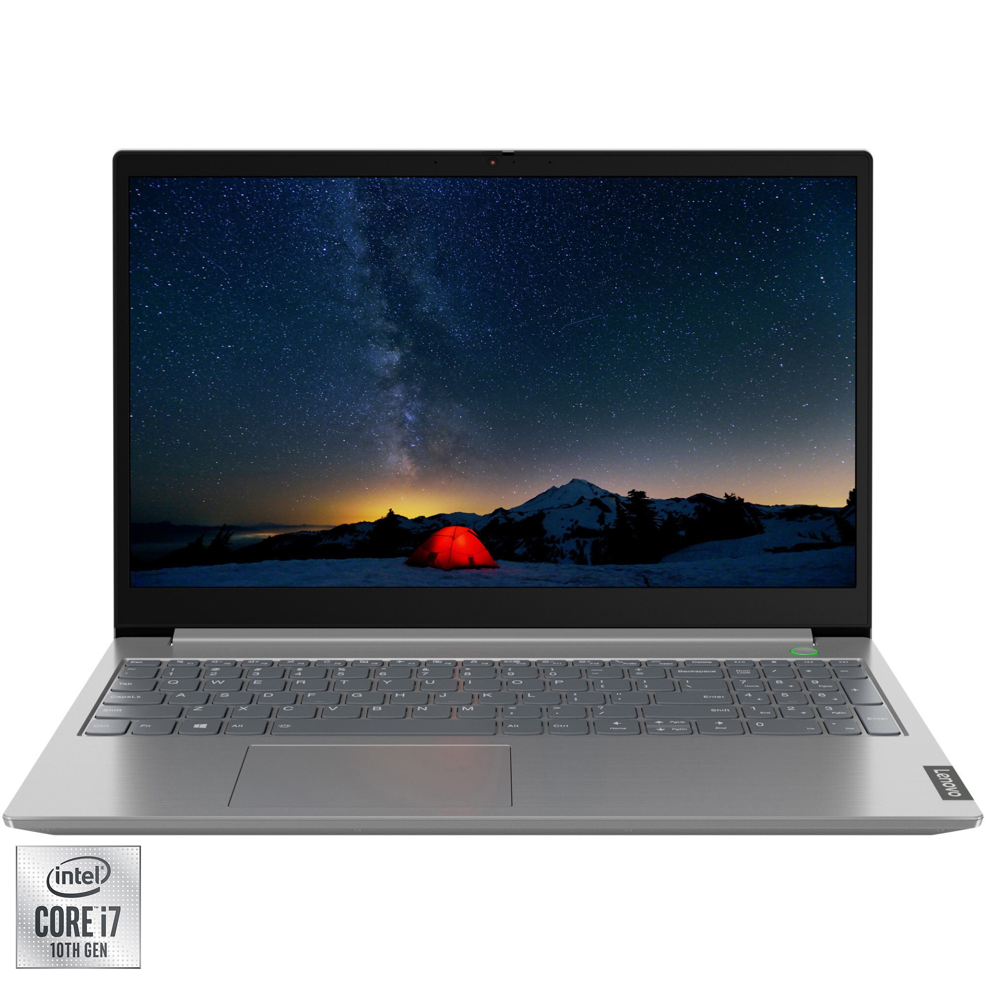 Fotografie Laptop Lenovo ThinkBook 15 IIL cu procesor Intel Core i7-1065G7 pana la 3.90 GHz, 15.6", Full HD, 16GB, 512GB SSD, Intel Iris Plus Graphics, Free DOS, Mineral Grey