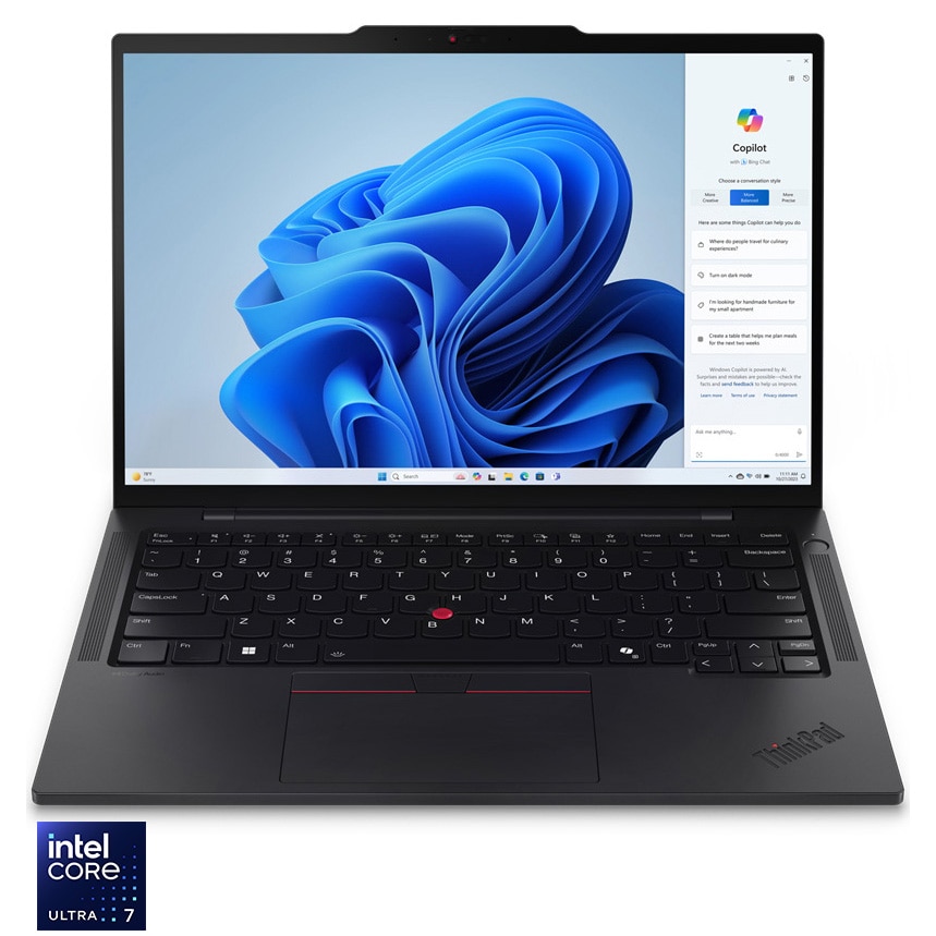 Fotografie Laptop Lenovo ThinkPad T14s Gen 5 cu procesor Intel® Core™ Ultra 7 155U pana la 4.8GHz, 14" WUXGA, IPS, 16GB LPDDR5x RAM, 512GB SSD, Intel® Graphics, Windows® 11 Pro, Black, 3-year, Courier or Carry-in