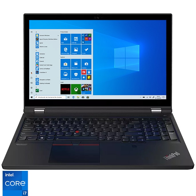 Fotografie Laptop Lenovo ThinkPad T15g Gen 2 cu procesor Intel® Core i7-11800H pana la 4.60 GHz, 15.6'', UHD, IPS, 32GB DDR4, 1TB SSD, NVIDIA GeForce RTX 3080 16GB, Windows 10 Pro, Black