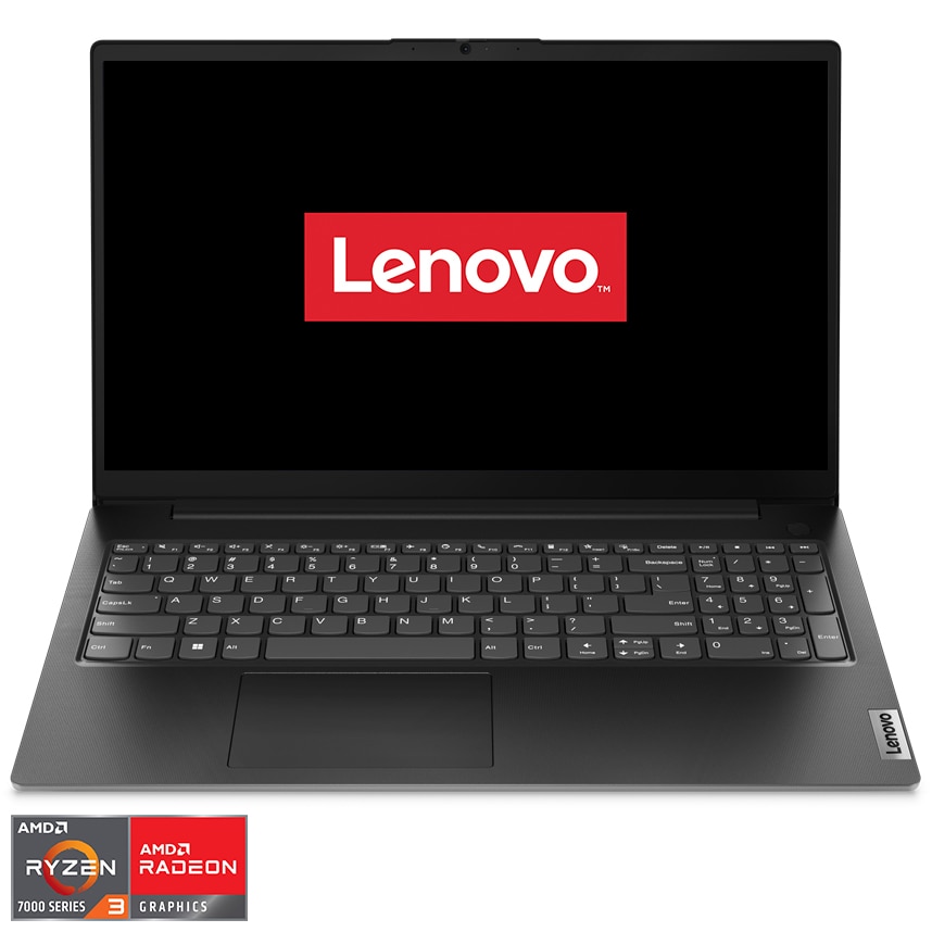 Fotografie Laptop Lenovo V15 G4 AMN cu procesor AMD Ryzen™ 3 7320U pana la 4.10 GHz, 15.6", Full HD, 8GB DDR5, 256GB SSD, AMD Radeon™ 610M, No OS, Business Black