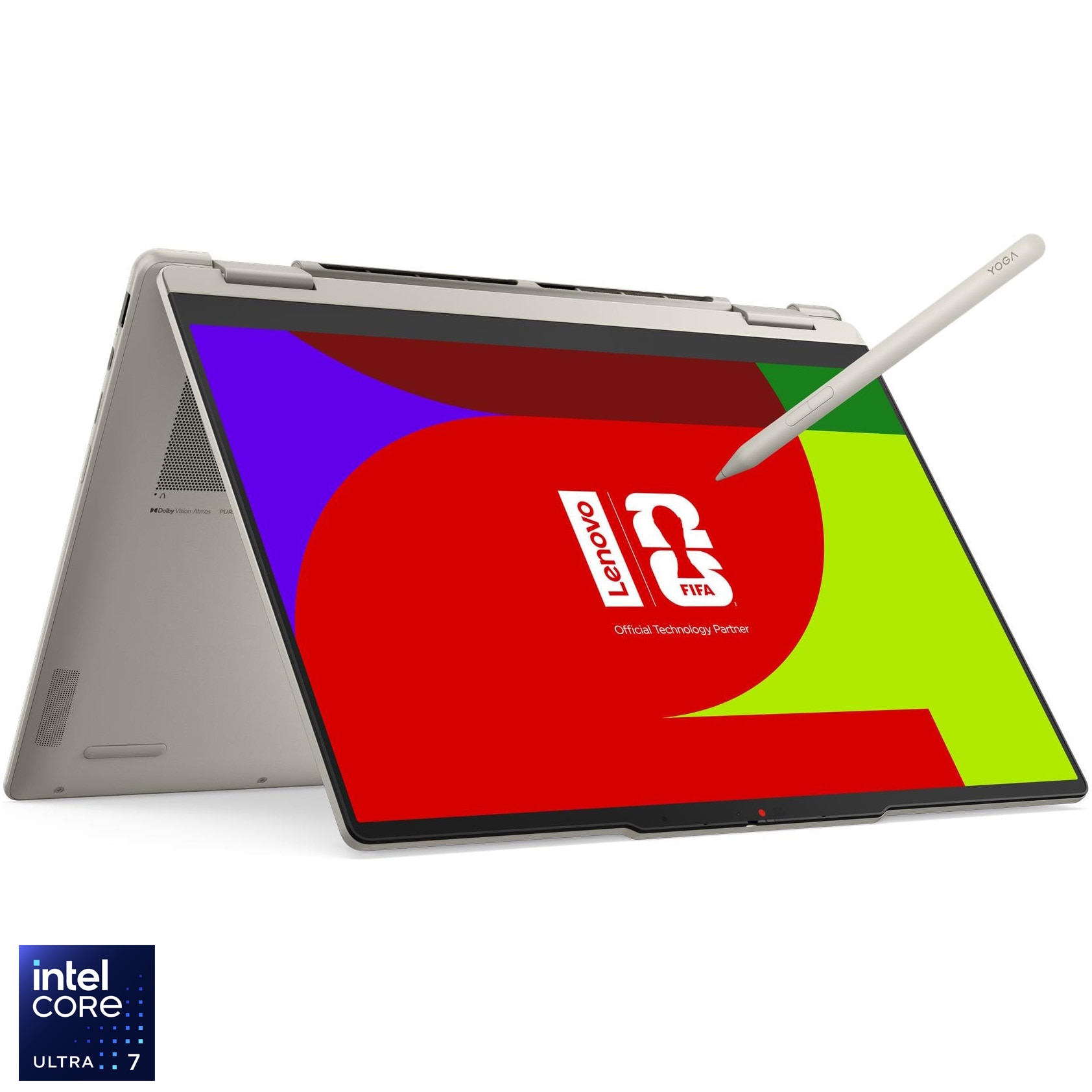 Fotografie Laptop Lenovo Yoga 7 2-in-1 14IPH11 cu procesor Intel Core™ Ultra 5 322 pana la 4.4GHz, 14" WUXGA, OLED, Touch, 16GB LPDDR5X, 512GB SSD, Intel® Graphics, Windows 11 Home, Seashell, 3Y Premium Care
