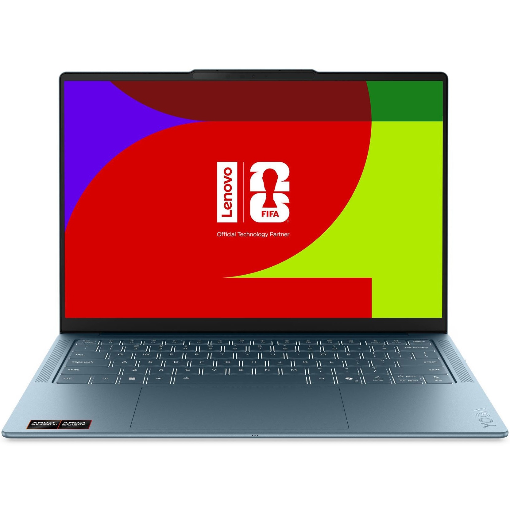 Fotografie Laptop Lenovo Yoga Slim 7 14AGP11 cu procesor AMD Ryzen™ AI 7 445 pana la 4.6GHz, 14" 2.8K WQXGA+, OLED, 32GB LPDDR5x, 1TB SSD, AMD Radeon™ 840M Graphics, Windows 11 Pro, Tidal Teal, 3Y Premium Care, Fara incarcator
