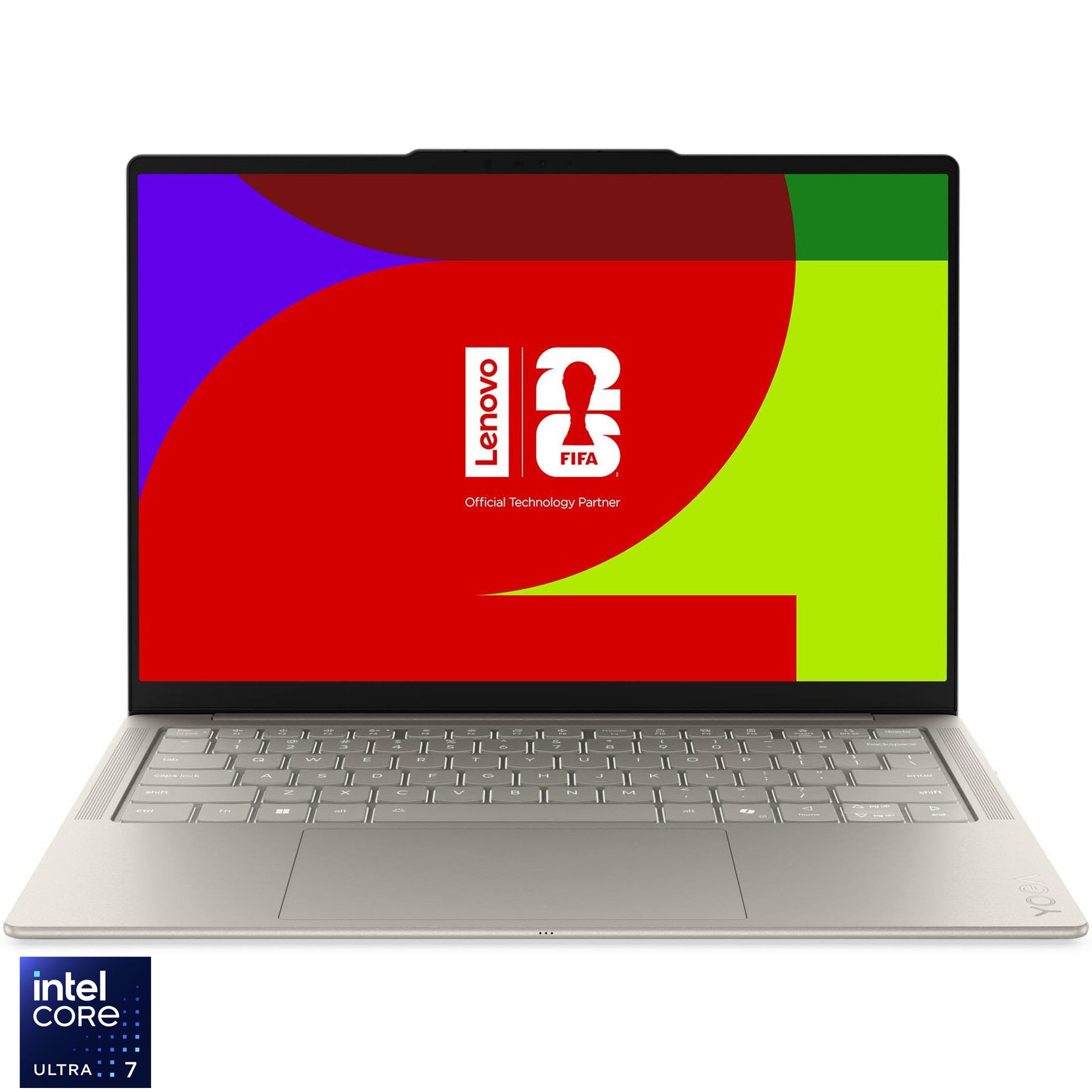 Fotografie Laptop Lenovo Yoga Slim 7 14IPH11 cu procesor Intel Core™ Ultra 7 355 pana la 4.7GHz, 14" WUXGA , OLED, 16GB LPDDR5x RAM, 1TB SSD, Intel® Graphics, Windows 11 Home, Seashell, 3y on-site Premium Care, Fara incarcator