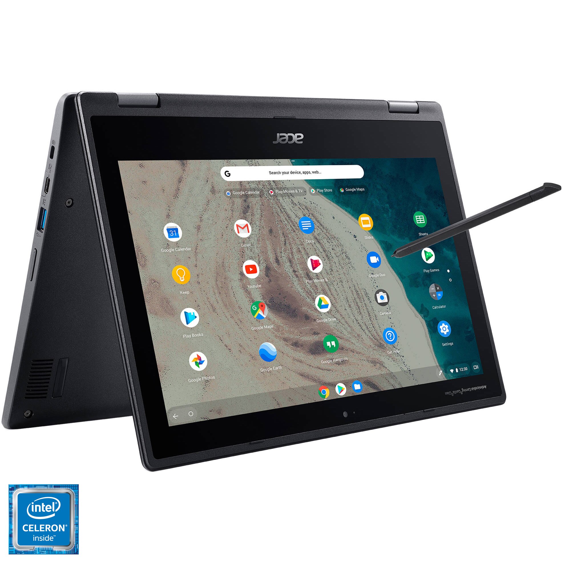 Fotografie Laptop ultraportabil Acer Chromebook Spin 511 R752TN cu procesor Intel® Celeron® N4020, 11.6", HD, Touch, 4GB, 32GB eMMC, Intel UHD Graphics, Chrome OS, Black