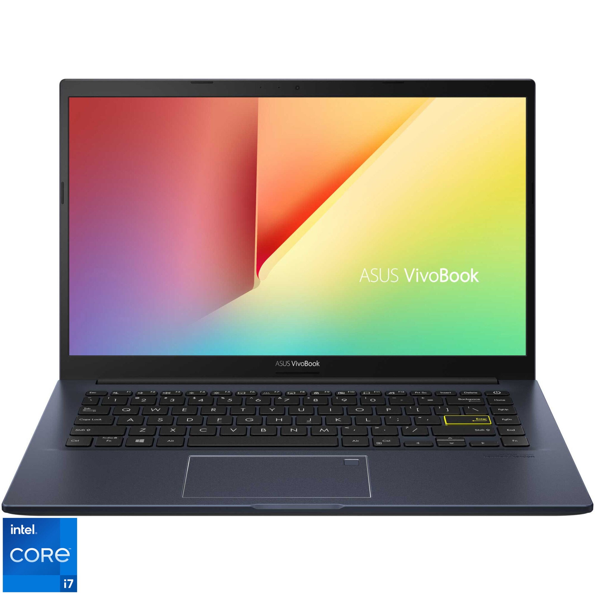 Fotografie Laptop ultraportabil ASUS VivoBook 14 X413EA cu procesor Intel® Core™ i7-1165G7 pana la 4.70 GHz, 14", Full HD, 8GB, 512GB SSD, Intel Iris Xᵉ Graphics, No OS, Bespoke Black