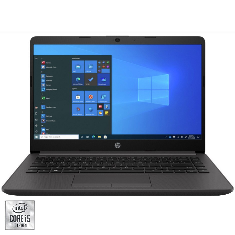 Fotografie Laptop ultraportabil HP 240 G8 cu procesor Intel Core i5-1035G1 pana la 3.60 GHz, 14", Full HD, 8GB, 256GB SSD, Intel UHD Graphics, Windows 10 Pro, Dark Ash Silver